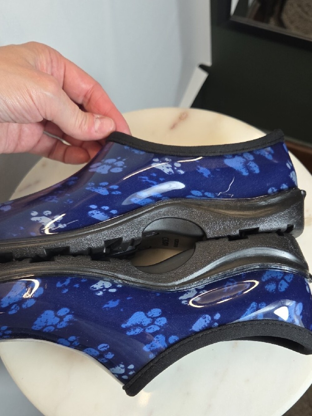 Sloggers Women's Navy Blue Paw-Print Rain Clogs Size 9 - Picture 6 of 9